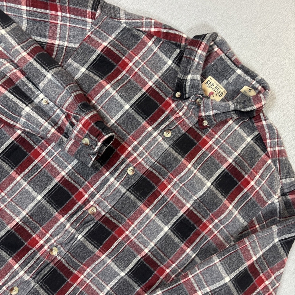 Red Head Brand Mens Flannel‎ Shirt Large Red Plaid Classic Outdoor Utility
